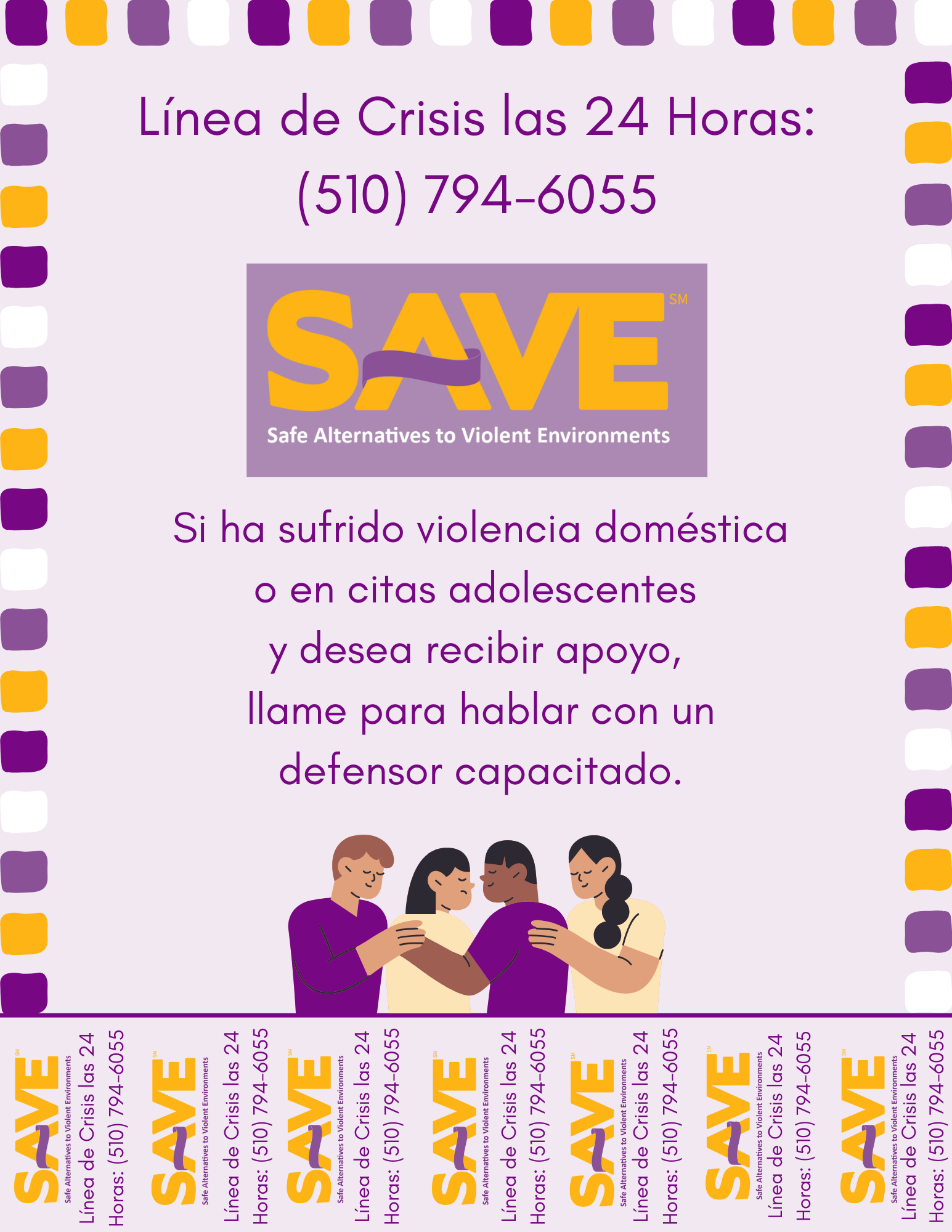 SAVE's Crisis Line (Spanish) - Standard Paper Size